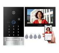 TMEZON Visiophone 2 Fils WiFi,Interphone Vidéo WiFi 2,4/5GHz avec Ouverture par Empreinte,Moniteur Tactile 7",Contrôle APP,Détection Humaine,Vision Nocturne,Grand Angle,Messagerie Vocale,Badges RFID