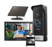 TMEZON Visiophone sans Fil avec Panneau Solaire,Kit Interphone Vidéo WiFi 1080P, Ecran Tactile Couleur 7’’, Sonnette Vidéo Extérieur,Audio Bidirectionnel,WiFi 2,4/5 GHz,PIR Détection de Humain