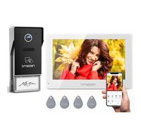 TMEZON Y73 Visiophone connecté WiFi, Visiophone Filaire Interphone Vidéo 2 Fils,7" Ecran Couleur TFT LCD,1080P Sonnette vidéo avec Caméra,Portier vidéo,Déverrouillage à Distance,RFID Carte Badges