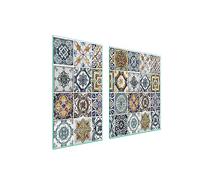 TMK ArtDeko Cache-plaque de cuisson 90 x 52 cm - 2 pièce - Protection contre les éclaboussures - Planche à découper - Mosaïque