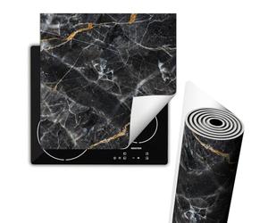 TMK ArtDeko Protege Plaque Induction 60x52 cm Deco Cuisine Accessoires Pratique Protection De Vitroceramique, Tapis de protection enroulable - Marbre Noir
