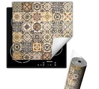 TMK ArtDeko Tapis de protection en vinyle pour cuisinière à induction 50 x 52 cm, Protège Plaque Induction Deco Cuisine Protection Pour Plan De Travail Cuisson Protégé, Mosaïque Bronze