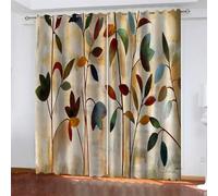 TMMDH Rideau Occultant Imprimé Floral Vintage 200x245 cm - Lot de 2 Rideau Occultant Thermiques Isolant Anti Froid et Chaleur, Rideaux à Oeillets Décoration Chambre Fenetre Rideaux Salon