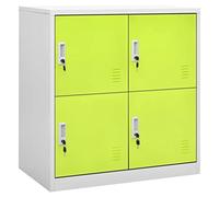 Tmriohed Armoire à casier en acier avec 4 compartiments et serrures, armoire en métal stable pour bureau, école et cave - 90 x 45 x 92,5 cm - Gris clair et vert
