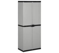 Tmriohed Armoire de jardin en plastique 68 x 40 x 168 cm, armoire de balcon avec 3 étagères, armoire de terrasse en gris et noir, armoire à outils en PVC et polypropylène, armoire d'appoint pour