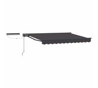 Tmriohed Auvent électrique extensible - 3,5 x 2,5 m - Bras articulé - Avec télécommande sans fil et manivelle - Semi-cassette - Cadre en aluminium - Ombrage pour terrasse, jardin - Gris anthracite