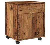 Tmriohed Bac à roulettes aspect bois vieilli 45 x 38 x 54 cm, armoire mobile en bois avec 4 roues, chariot d'appoint et conteneur de bureau pour le bureau à domicile