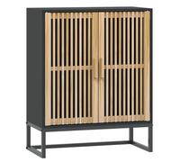 Tmriohed Buffet noir 60 x 30 x 75 cm, commode avec portes et pieds en fer, petite armoire de salon, armoire de couloir, en bois