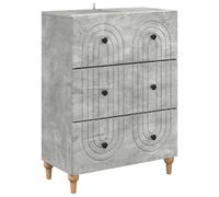 Tmriohed Commode à tiroirs gris béton 66 x 34,5 x 90 cm Commode en bois avec 3 tiroirs - Armoire d'appoint et buffet moderne pour salon, couloir et bureau