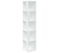 Tmriohed Étagère d'angle blanche - 33 x 33 x 164,5 cm - En bois - Étagère étroite sur pied avec 5 compartiments - Bibliothèque haute et étagère de niche pour salon, chambre à coucher et bureau