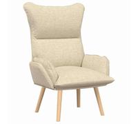 Tmriohed Fauteuil de relaxation en tissu et bois massif Crème 69 x 74 x 93 | Chaise à accoudoirs doux avec pieds en bois d'hévéa et rembourrage épais pour salon, chambre à coucher et bureau.