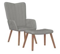 Tmriohed Fauteuil relax avec tabouret en velours gris clair 2 pièces | Fauteuil rembourré confortable avec repose-pieds pour salon et chambre à coucher, rembourrage épais et pieds solides en bois