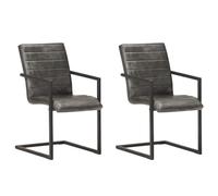 Tmriohed Lot de 2 chaises de salle à manger cantilever en cuir véritable | Chaises de cuisine confortables au look rétro en cuir rembourré de mousse avec cadre en fer robuste pour cuisine et salle à