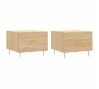 Tmriohed Lot de 2 tables basses aspect chêne Sonoma 50 x 50 x 40 cm | Tables d'appoint élégantes avec tiroir pour le salon, pieds en fer solides pour une bonne stabilité.