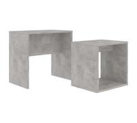 Tmriohed Lot de 2 tables basses en bois gris béton 48 x 30 x 45 cm | Table d'appoint compacte duo pour salon et chambre à coucher avec étagère supplémentaire et fonction nidification peu