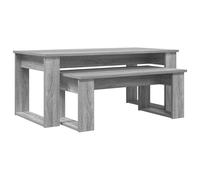Tmriohed Lot de 2 tables basses en bois Sonoma gris | Table d'appoint moderne duo pour le salon. Étagères robustes en bois pour la décoration, les collations et les magazines.