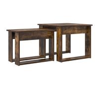Tmriohed Lot de 2 tables basses en chêne fumé - Table d'appoint | Table basse Duo peu encombrante pour le salon et le bureau, panneaux en bois robustes aspect chêne foncé.