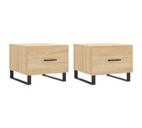 Tmriohed Lot de 2 tables basses en chêne Sonoma 50 x 50 x 40 cm | Table d'appoint élégante duo pour votre salon avec tiroir pratique et pieds en fer solides.