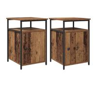 Tmriohed Lot de 2 tables de chevet avec tiroirs aspect bois vieilli 40 x 42 | Table d'appoint élégante Duo en bois avec pieds en acier robustes pour de l'ordre dans la chambre et le salon.