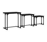 Tmriohed Lot de 3 tables basses Nesting aspect chêne noir | Trio de table basse peu encombrante pour le salon et le couloir. Panneaux solides en bois avec cadre en acier robuste.