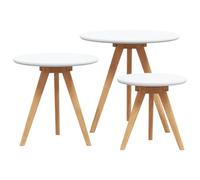 Tmriohed Lot de 3 tables basses rondes en noyer massif marron | Table basse Trio peu encombrante en bois et MDF pour salon, terrasse ou chambre à coucher. Combinable de manière flexible.