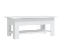 Tmriohed Table basse blanche 102 x 55 x 42 cm en bois | Table à thé moderne à deux niveaux pour le salon, offre un porte-revues pratique et une surface de rangement stable.