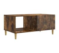 Tmriohed Table basse en chêne fumé 90 x 50 x 40 cm | Table de salon plate au design vintage avec porte pivotante à 90° et 2 compartiments pour un rangement polyvalent.