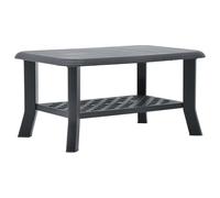 Tmriohed Table basse en plastique Anthracite 90 x 60 x 46 cm | Table d'appoint résistante aux intempéries avec étagère supplémentaire pour terrasse et balcon. Utilisable directement sans