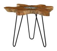 Tmriohed Table basse en teck en polyrésine - 60-70 x 45 cm | Table d'appoint faite à la main en véritable racine de teck et verre résine pour une ambiance élégante dans le salon et le