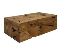 Tmriohed Table basse en teck massif en bois véritable marron 90 x 50 x 30 | Table d'appoint rustique en bois de teck véritable pour salon et salon. Pièce unique fabriquée à la main sans travaux de