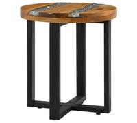 Tmriohed Table basse en teck massif marron 40 x 40 x 45 cm | Élégante table de salon en bois de teck véritable et résine avec pieds en X en acajou robustes pour les pièces et les