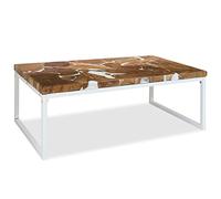 Tmriohed Table basse en teck résine 110 x 60 x 40 cm | Table d'appoint faite à la main en teck et résine avec structure en acier robuste pour salon et salon.
