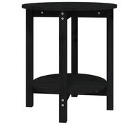 Tmriohed Table basse noire Ø 55 x 60 cm en pin massif | Table d'appoint ronde en bois avec étagère ouverte pour salon et chambre à coucher. Construction solide en pin noble.