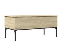 Tmriohed Table basse réglable en hauteur en métal chêne Sonoma 100 x 50 cm | Table basse élégante pour le salon avec espace de rangement caché et pieds métalliques robustes.