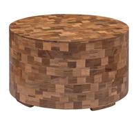 Tmriohed Table basse ronde en bois massif 60 x 35 cm | Table en mosaïque faite à la main en bois dur noble comme le teck et l'acacia. Idéal pour le salon, prêt à l'emploi.