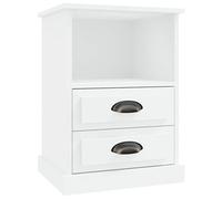 Tmriohed Table de chevet blanche 43 x 36 x 60 cm avec tiroirs | Commode pratique pour chambre à coucher et salon avec 2 tiroirs, compartiment ouvert et support mural.