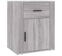 Tmriohed Table de chevet gris Sonoma - 50 x 36 x 60 cm - En bois | Table d'appoint compacte pour chambre à coucher avec tiroir, porte et butée flexible en bois facile d'entretien.