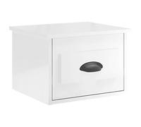 Tmriohed Table de chevet murale, blanc brillant, 41,5 x 36 x 28 cm, console | Console suspendue flottante pour chambre à coucher : design peu encombrant en bois avec tiroir et étagère pratiques.