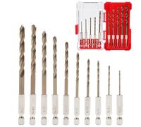 TMZELOA Foret Métal Cobalt M35 - Lot de 10 Forets HSS Cobalt Ø1,5-6,0mm avec Tige Hexagonale Antidérapante - Forets Inox, Acier Trempé, Aluminium, Cuivre - Précision, Durable et Résistant à la Chaleur