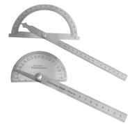 TMZELOA Lot de 2 Rapporteurs Métalliques en Acier Inoxydable, Rapporteur 0-180° Demi-Cercle avec Règle 360° Ajustable 15cm/10cm, Outil de Mesure Angle pour Menuiserie et Travaux du Bois