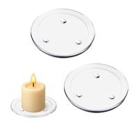 TMZELOA Lot de 2 Support Bougie Verre Plateau Bougie Dessous de Bougies - Assiette en Verre Décorative Ronde Transparent pour Décoration de Table et Décoration de Mariage Bougies, Élégant Porte