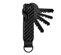 TMZELOA Organisateur de clés en métal, boîte de rangement pour clés, porte-clés compact pour jusqu'à 6 clés avec anneau en D, noir