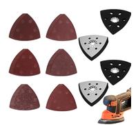 TMZELOA Plateau Ponceuse Triangulaire 93mm 6 Trous avec 30 Papiers Abrasifs Grain 40-240 - Plateau Ponceuse Multitool Auto-agrippant pour Bois, Métal, Mur, Rénovation, Compatible Fein Multimaster
