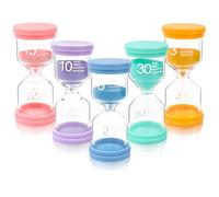 TNEDFOD 5 pcs Sablier Coffret, Sabliers Colorés pour Enfants, Min en Verre, 3/5/10/15/30 Minutes, Sabliers de Couleur Macaron pour l'apprentissage, le Timing de jeu, la Décoration du Bureau à Domicile