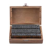 Tnfeeon 70 Pièces Vintage Bois Alphabet Lettre Tampons en Caoutchouc Petite Boîte en Bois pour Bricolage Faire des étiquettes de Cartes