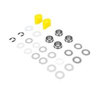 Tnfeeon Kit de Roulement D'essieu de Roue Avant avec Roulements à Broches de 4 Mm D'épaisseur, Joints en Caoutchouc, Rondelles pour Tondeuses Autoportées Sears M143338 L100 L120 (Casquettes jaunes)