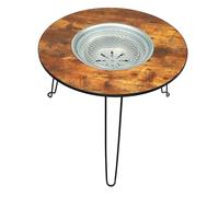 Tnfeeon Table de Camping Portable Table de Barbecue Pliable en Fer et Bois Massif 23,6 X 18,5 Pouces Pieds épaissis de Gril à Support Amovible pour la Cuisine en Plein Air Pique-Nique Plage