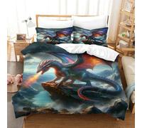 TNFHSOFT 3D Le Dragon Volant Housse De Couette,Les Stars du De Couette Douce Parure De Lit,Microfibre Hypoallergique Literie en,pour Adultes Enfants King（220x240cm）