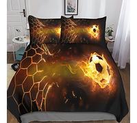 TNFHSOFT Football Housse De Couette 3D La Flamme Literie Housse De Couette Confortable avec Taies d'oreiller Parure Textile De Maison pour Adolescent Enfant Double（200x200cm）