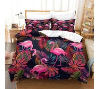TNFHSOFT Housse De Couette 3D Flamants Roses, Literie Et Taie d'oreiller en Microfibre,3 Pièces,Parure De Lit en pour Adultes Adolescent Enfants King（220x240cm）